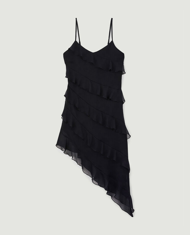 Robe asymétrique avec volants noir - Pimkie