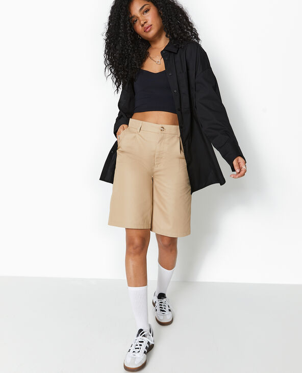 Bermuda large en toile beige - Pimkie