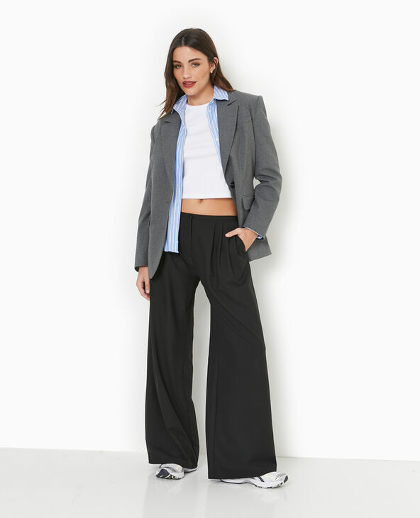 Pantalon large et droit avec pinces noir - Pimkie