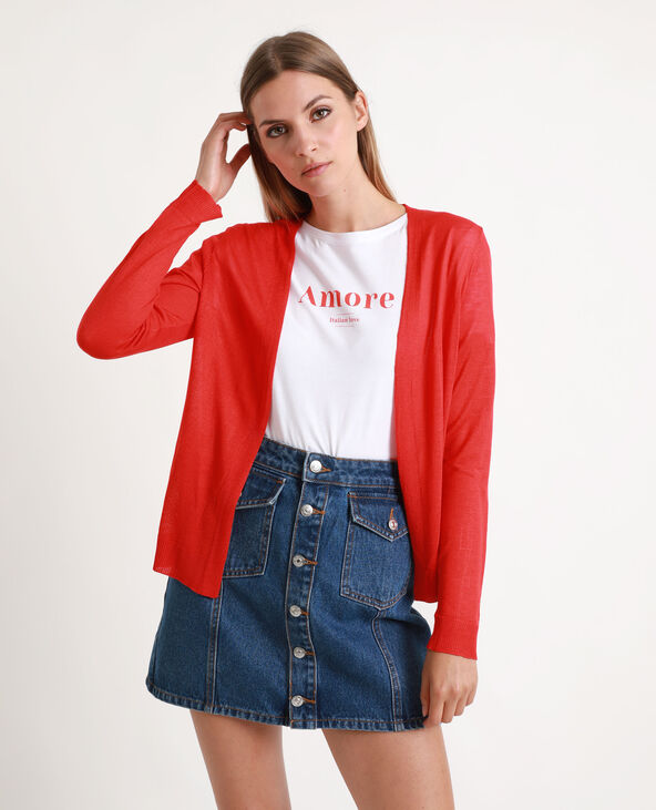 Gilet maille fine rouge - Pimkie