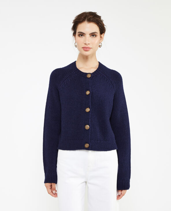 Gilet en maille avec gros boutons bleu marine - Pimkie