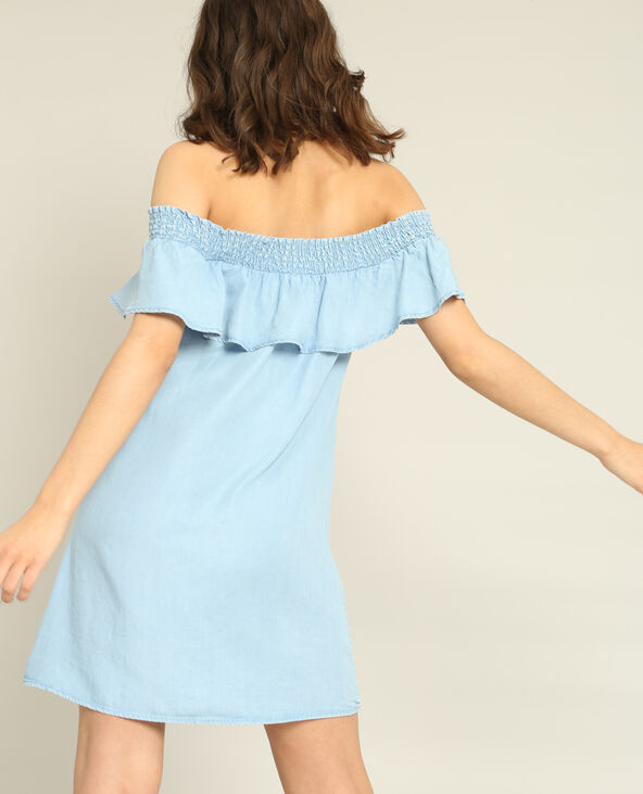 Robe à col bardot bleu clair - Pimkie