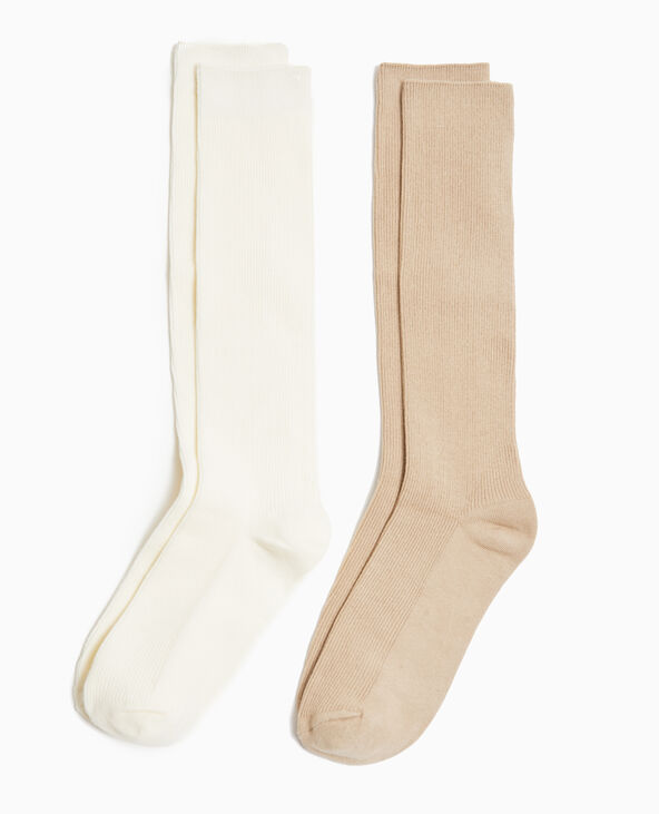 Lot de 2 paires de chaussettes hautes camel - Pimkie