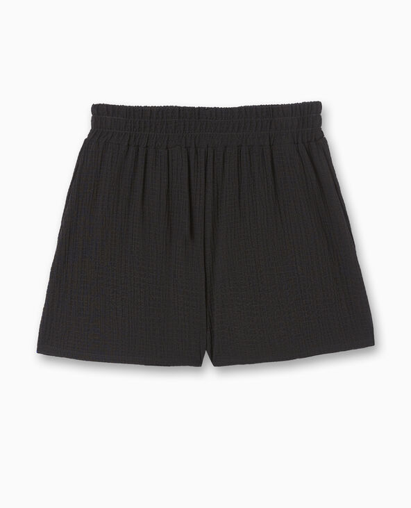 Short en tissu gaufré noir - Pimkie