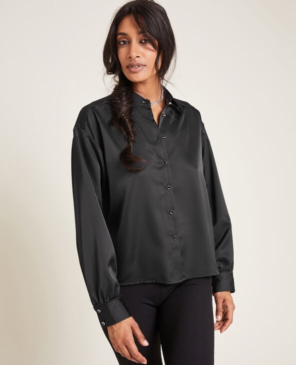 Chemise en tissu satiné noir - Pimkie