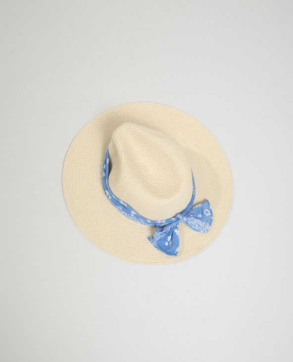 Chapeau de paille avec bandana beige - Pimkie