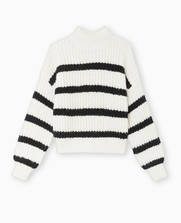 Pull grosse maille avec rayures blanc - Pimkie