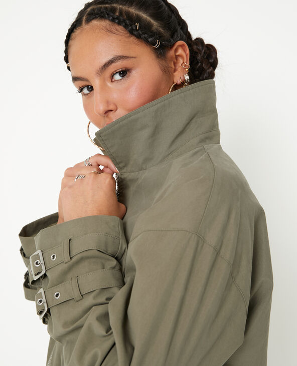 Veste zippée courte avec col vert kaki - Pimkie