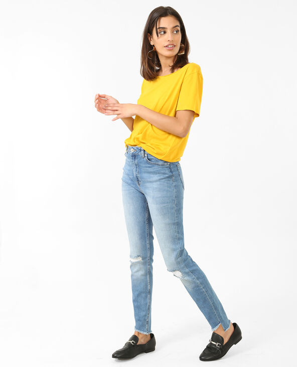 T-shirt col raw cut jaune ocre - Pimkie