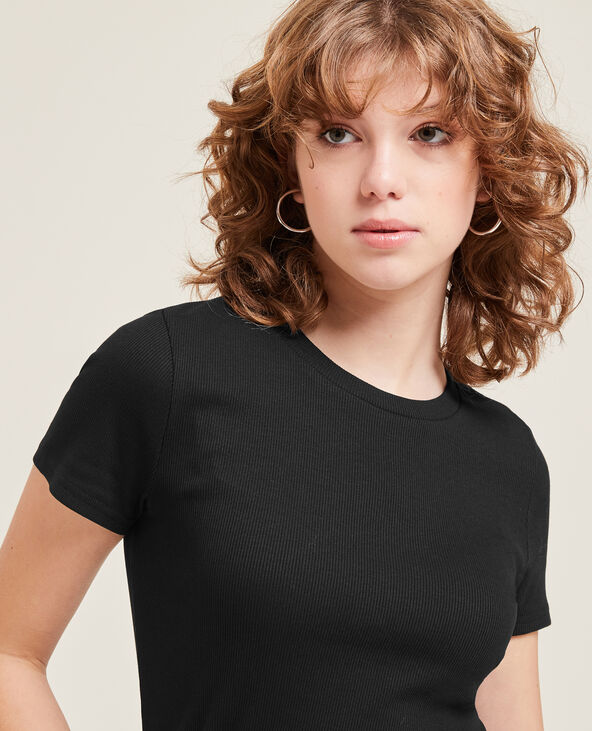 Top maille côtelée noir - Pimkie