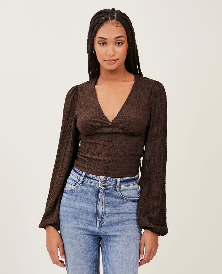 Top manches ballons marron - Pimkie