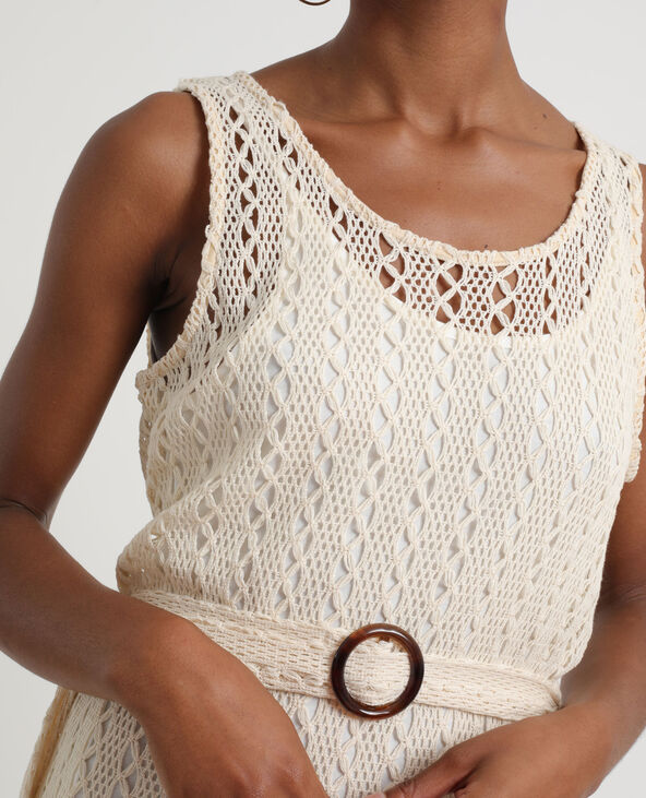 Robe longue ajourée beige - Pimkie