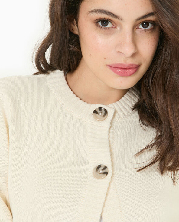 Gilet col rond avec gros boutons blanc - Pimkie