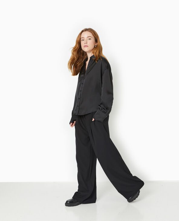 Chemise en satin noir - Pimkie