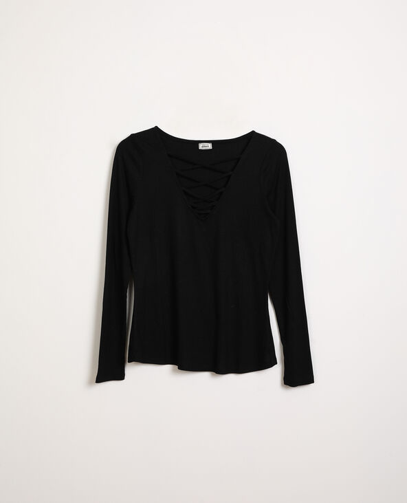 Top décolleté lacé noir - Pimkie