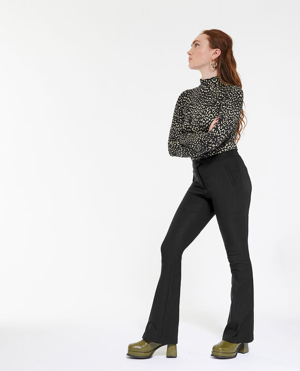 Pantalon flare en tissu stretch noir - Pimkie