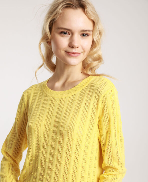 Pull maille fantaisie jaune - Pimkie