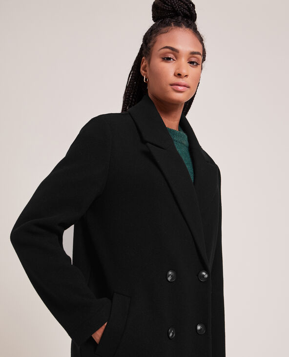 Manteau noir en laine outlet
