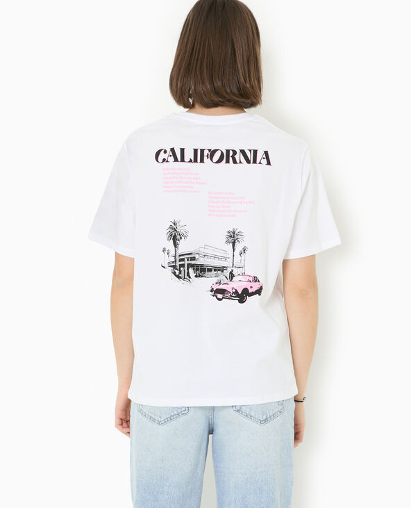 T-shirt ample avec print poitrine et dos blanc - Pimkie