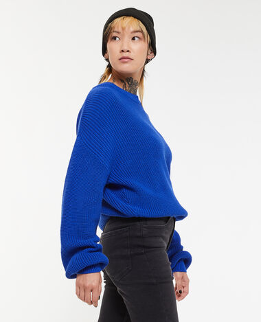 Pull col rond bleu électrique - Pimkie