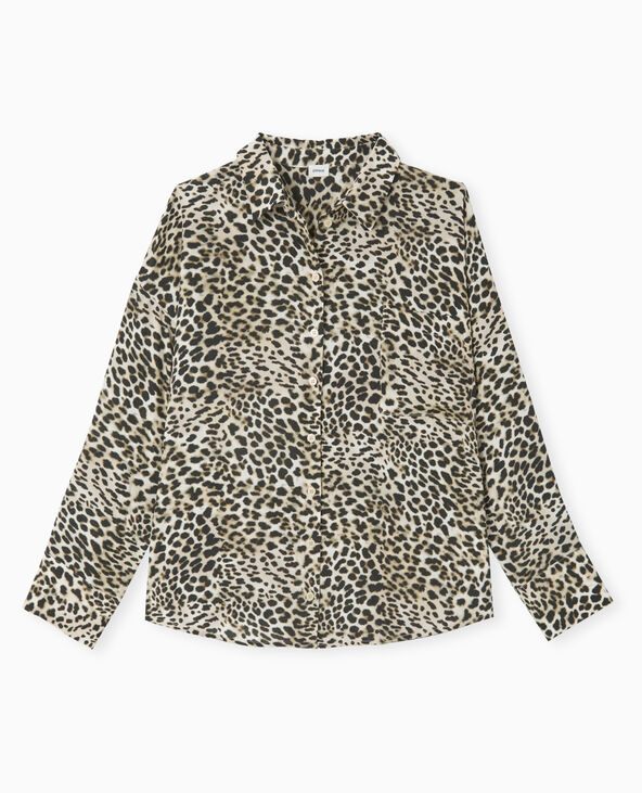 Chemise oversize en tissu fluide motif léopard marron - Pimkie