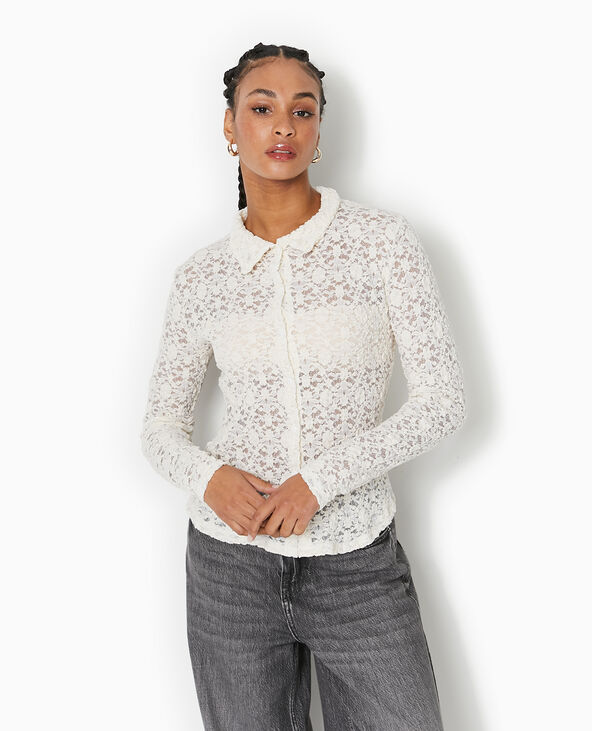 Chemise en dentelle blanc - Pimkie