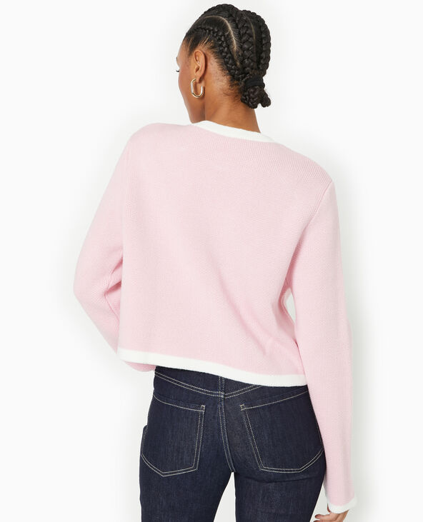 Gilet en maille avec boutons fantaisie rose clair - Pimkie