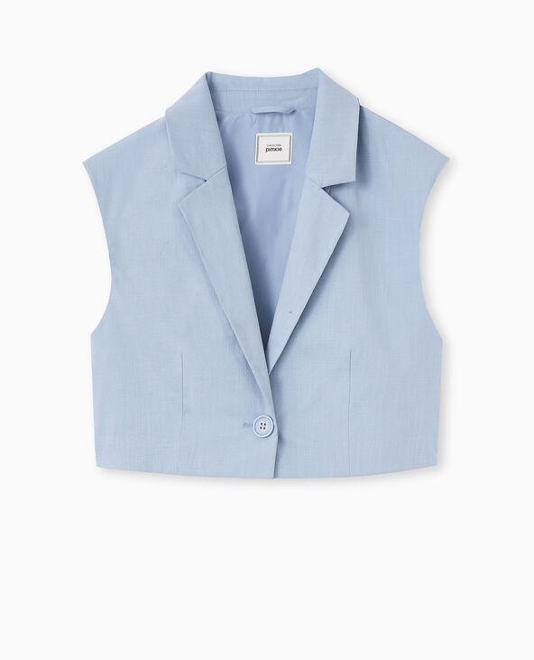 Blazer sans manches cropped bleu - Pimkie