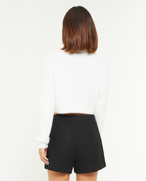 Pull court col roulé en maille fluffy  blanc - Pimkie