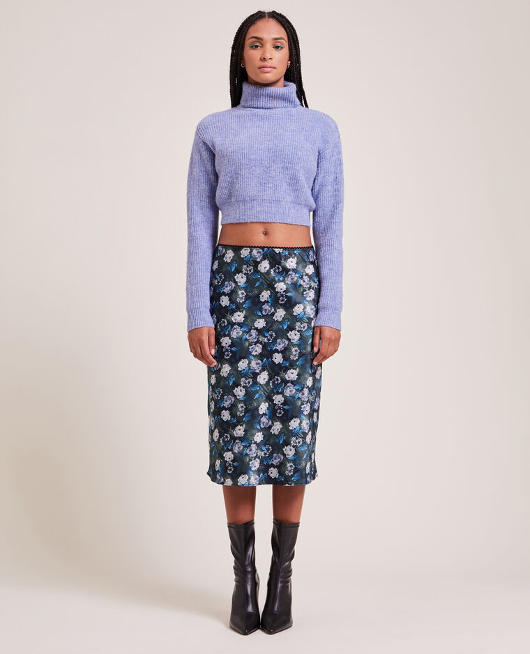 Jupe midi en tissu satiné noir - Pimkie