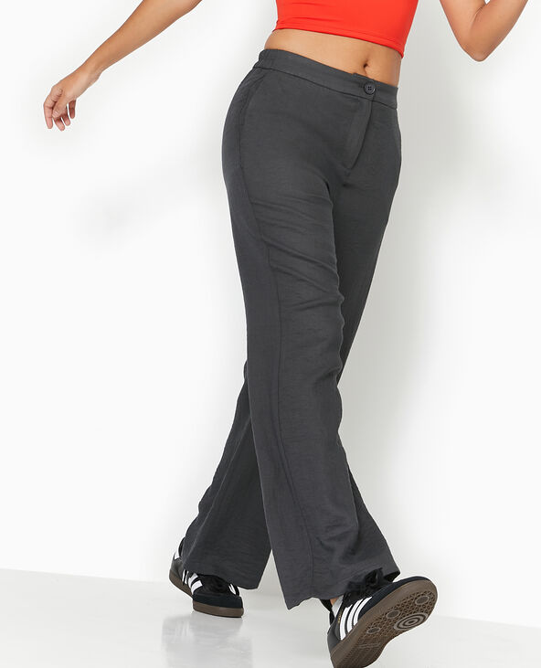 Pantalon droit souple en tissu fluide gris foncé - Pimkie