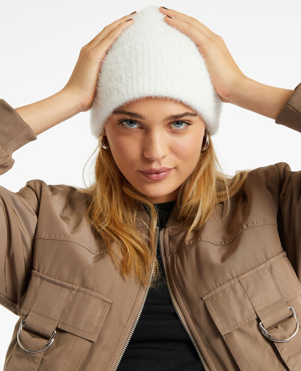 Bonnet en maille fluffy écru - Pimkie