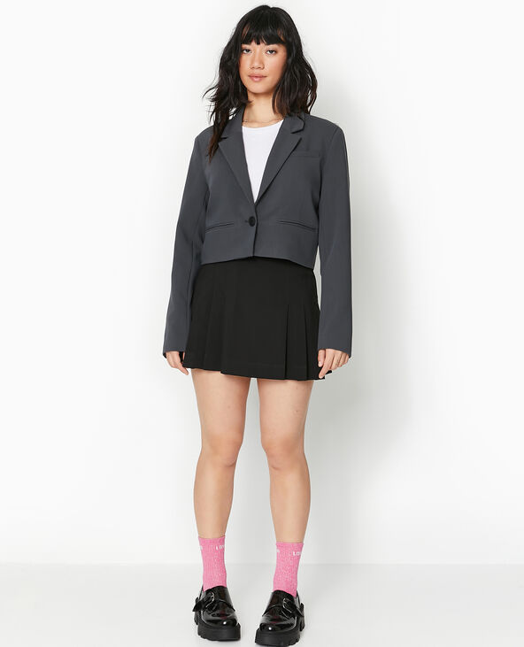 Veste blazer courte gris foncé - Pimkie