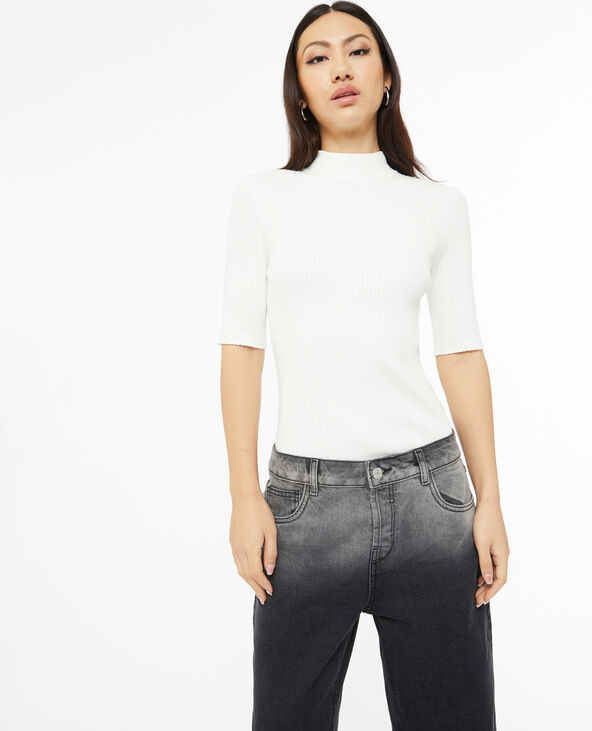 Pull col montant manches courtes blanc - Pimkie
