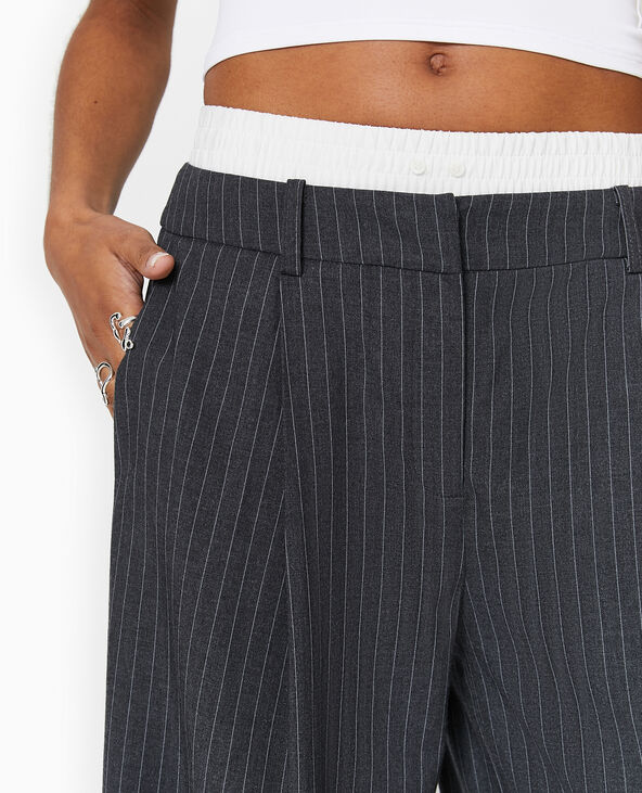 Pantalon large avec effet caleçon apparent gris foncé - Pimkie