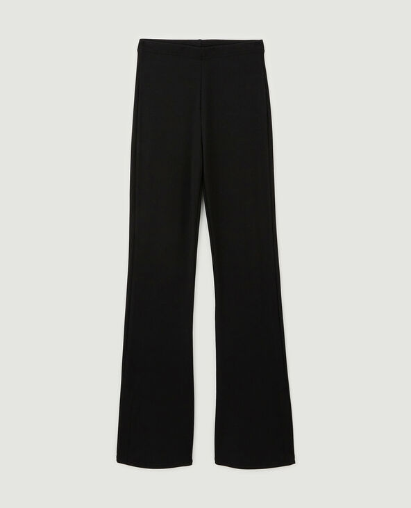 Pantalon flare en maille côtelée noir - Pimkie