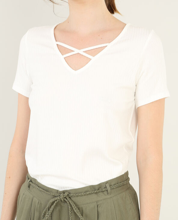 T-shirt col croisé blanc - Pimkie