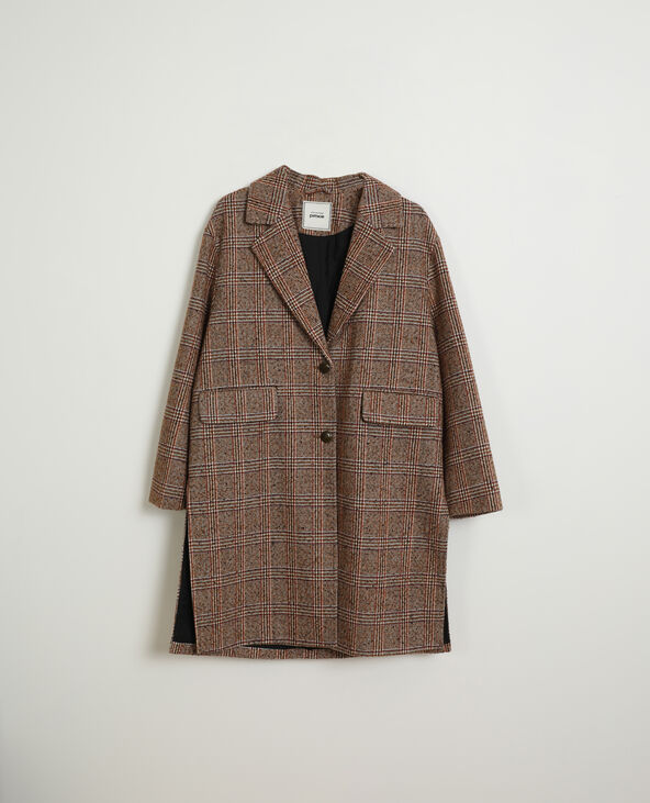 Manteau à carreaux marron - Pimkie