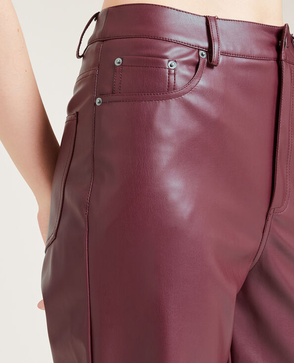 Pantalon droit en simili cuir bordeaux - Pimkie