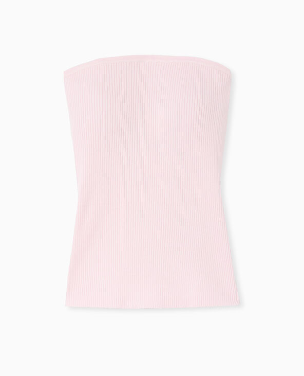 Top bustier en maille côtelée rose - Pimkie