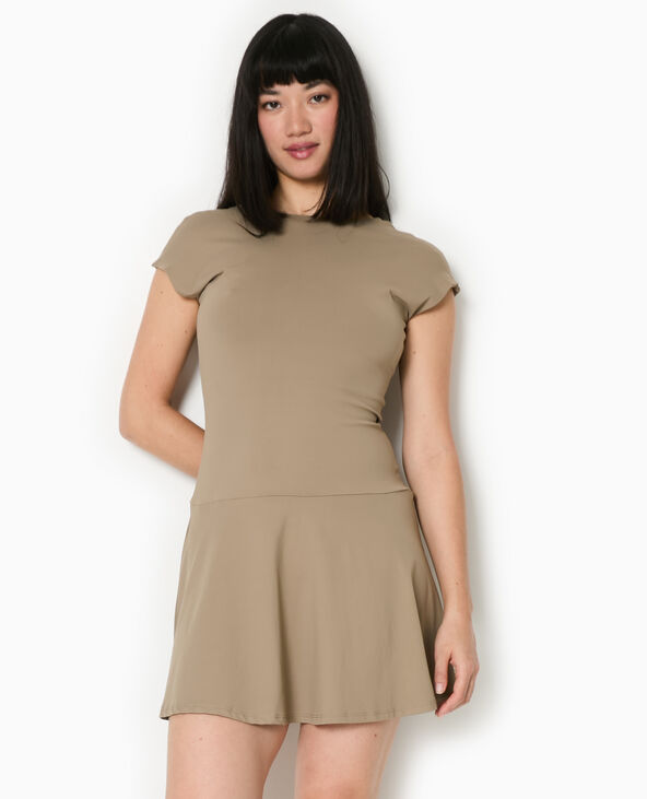 Robe patineuse avec dos nu vert kaki - Pimkie