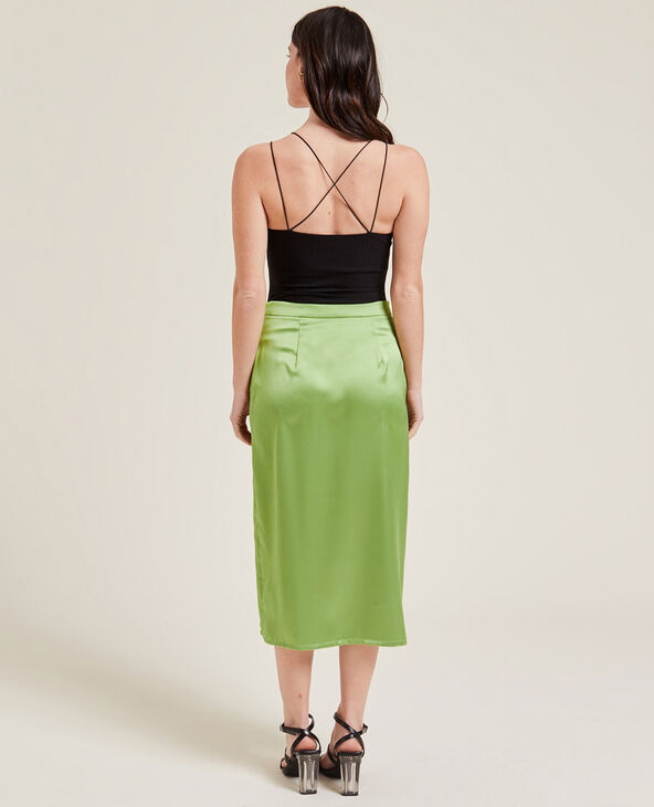 Jupe longue en satin vert - Pimkie