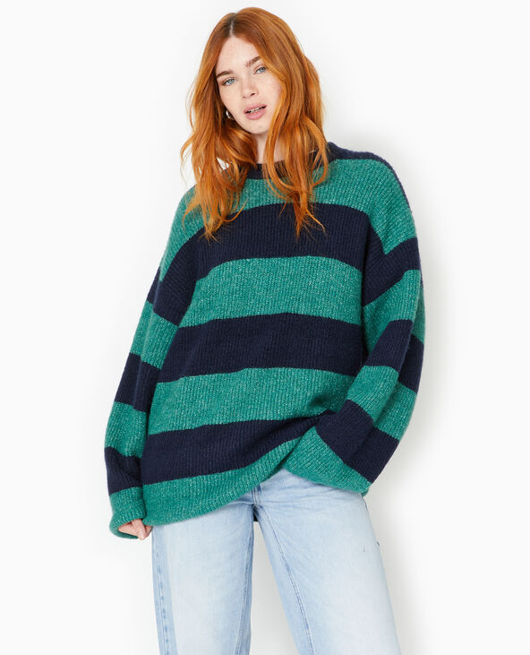 Pull oversize en maille rayée bleu marine - Pimkie
