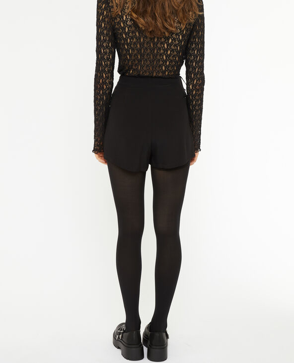Jupe-short porte-feuille avec nouettes noir - Pimkie