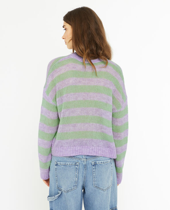 Pull en maille légère rayée violet - Pimkie