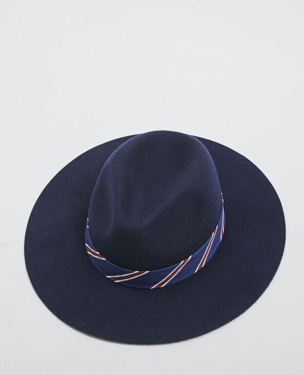 Fedora à rayures bleu marine - Pimkie