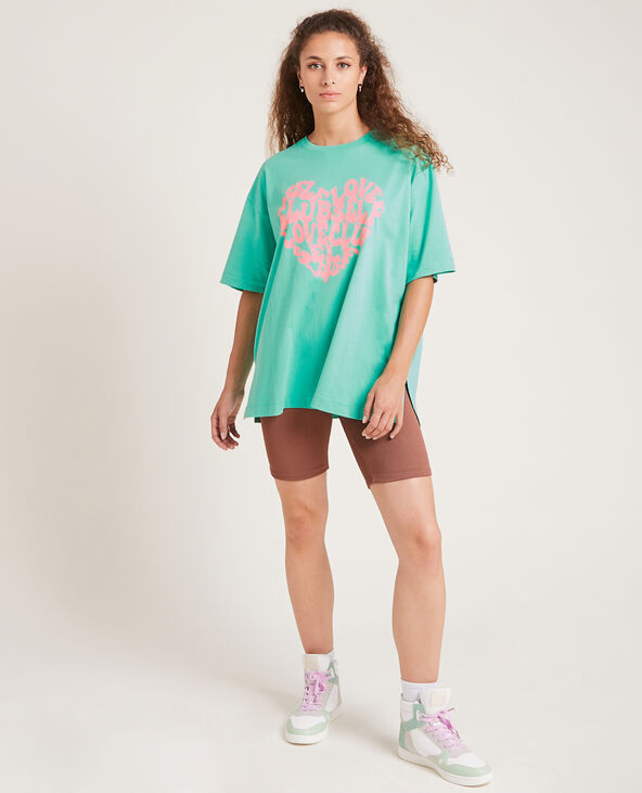 T-shirt oversize col rond vert - Pimkie