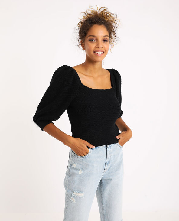 Pull à manches bouffantes noir - Pimkie