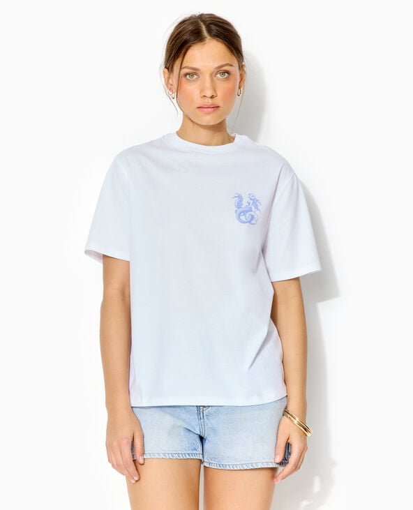 T-shirt ample avec print poitrine et dos blanc - Pimkie