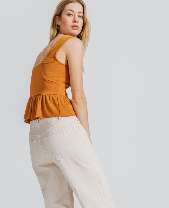 Crop top à volant camel - Pimkie